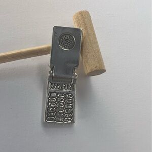 Y2K Sterling Silver Flip Cell Phone Charm Pendant – Vintage 925
